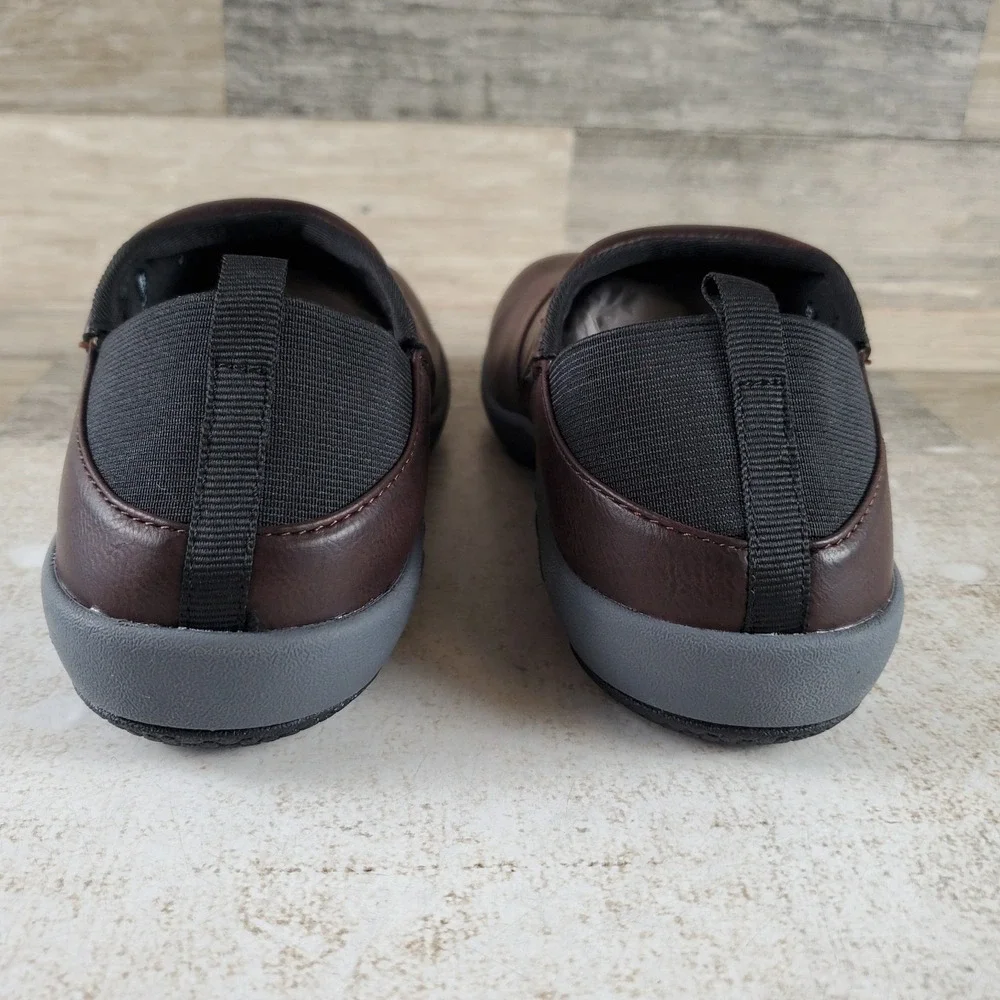 Spenco Brooklyn Convertible Women Shoe Sz 5 W Brown Leather Elastic Gore Slip On
